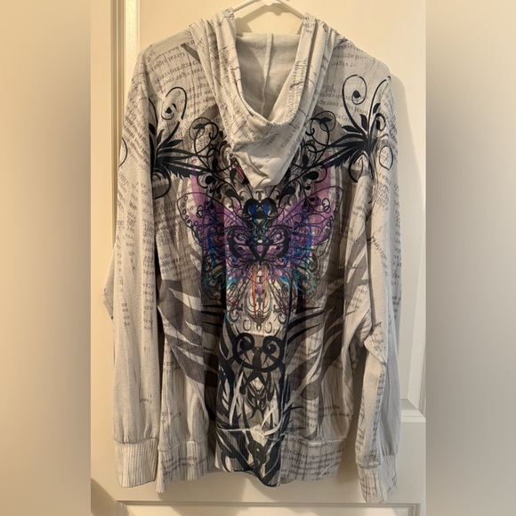 BLEU Woman Multicolor Butterfly Graphic lightweight Hoodie - Picture 2 of 9